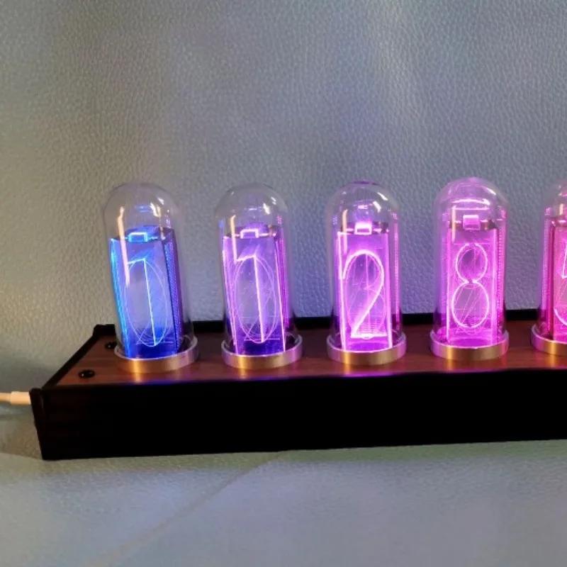 Цифровые стеклянные часы Nixie LED Часы Календарь Мини Настольные часы Бесшумный Современный Будильник Прикроватная тумбочка Часы Дизайн