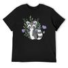 Cute Raccoon with Plants and Purple Flowers T-Shirt Oversized Graphic Tee Vintage Clothes Shirts Graphic Tees Tshirts for Men