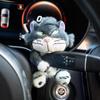 Car Ornaments: Cute Plush Piggy Hand Gear Doll with Turn Signal & Wiper Personality - Lucifer Theme