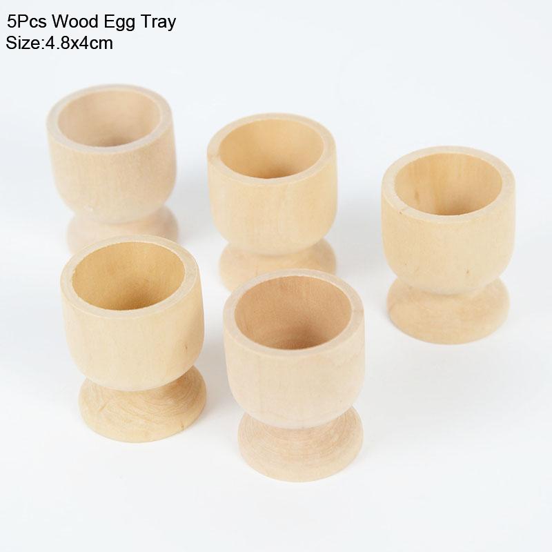 5Pcs Wooden Egg Cups Egg Holder Stand Tray DIY Wood Crafts Kids Gift Happy Easter Party Decoration for Home 2026