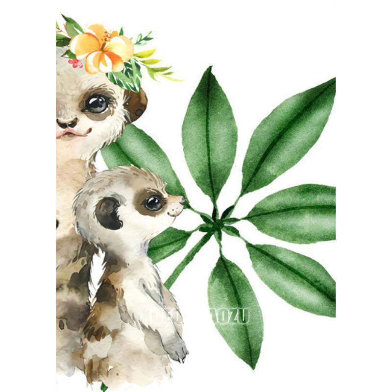 Мультяшное Животное Алмазная Живопись Растительный Лист Лев Зебра Жираф Слон Алмазная Вышивка Крестиком Подарок для Малышей Детей Домашний Декор