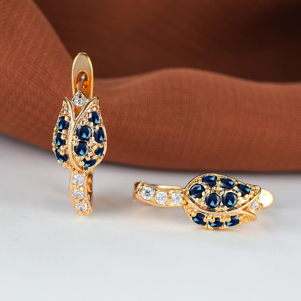 Красный, Желтый, Синий, Зеленый Камень, Серьги с Цветком Розы, Винтажные Свадебные Серьги Золотого Цвета, Многоцветные Серьги с Цирконом, Ювелирные Изделия ко Дню Святого Валентина