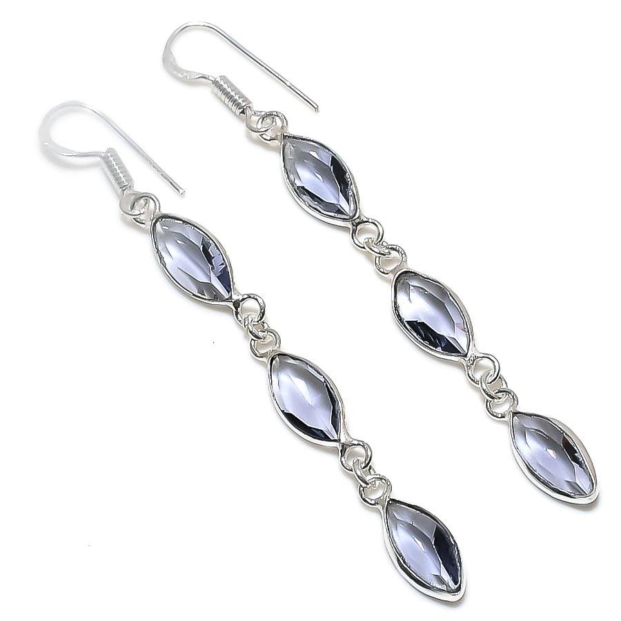 Иолитовый Кварц Ручной работы 925 Стерлинговое Серебро Подарочные Ювелирные Изделия Серьга 2,84" p6N09