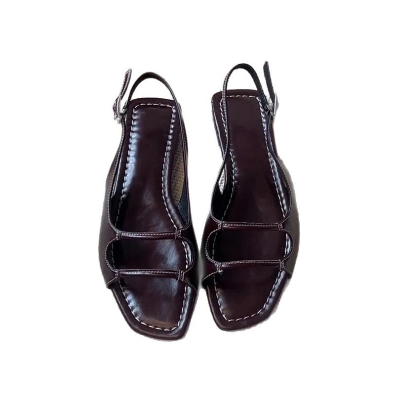 Овчина~ Плоские сандалии-шлепанцы с открытым носком женские летние простые для отпуска на море пляжные прохладные шлепанцы