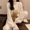 Fashion Coral Velvet Jacquard Pajama Set - Thick, Cozy, Unisex Autumn/Winter Suit