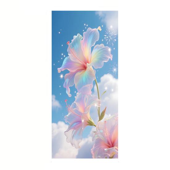 Flowers Window Privacy Film Stained Glass Tulip Butterfly Window Cling Static Glass Sticker for Home Kitchen Office