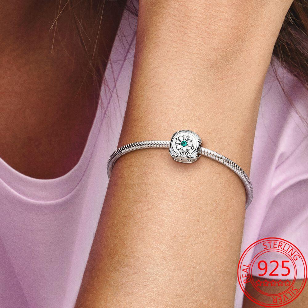 Real New S925 Sterling Silver Clover ,Horseshoe and Ladybug Three Sided Charm Fit Fashion Bracelets Diy Jewelry Gifts for Girls