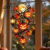 Seasonal Pumpkin Ornaments Halloween Moon Lantern Ornament, Acrylic Stained Glass Window Hanging Sign Decoration, Autumn Maple Leaf Suncatcher Pendant