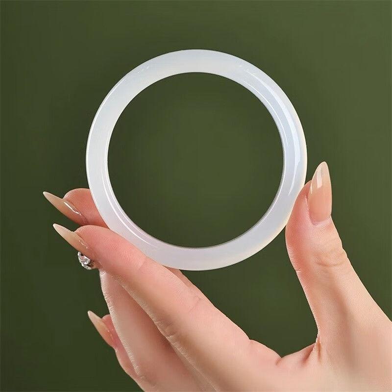 Браслет из белого лунного нефрита, браслет из агата, браслет из нефрита, детский стиль, ледяные семена, желе из личи, кристалл темперамента