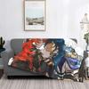 Одеяло Diluc Kaeya, фланелевое одеяло Genshin Impact Amine, легкие тонкие пледы для домашнего дивана, покрывало