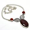 Silver Leaf Jasper Carnelian Gemstone 925 Silver Plated Necklace 18"