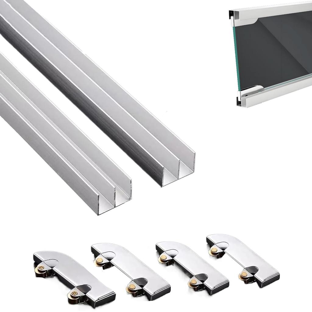 Акриловая стойка для стекла, толщина 8 мм, направляющие для раздвижных дверей витрины с двойной дорожкой для стекла,