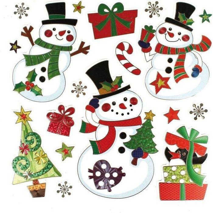 Gommettes - MegaCrea - Bonhomme de neige - 18 pièces - Autocollantes - Métallisés - Noël