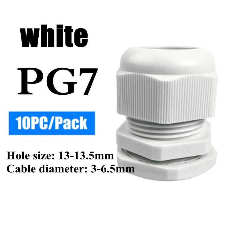 1/2/5/10pcs Waterproof Cable Gland Cable Entry IP68 PG7-PG36 White/Black Nylon Plastic Connector Joint