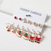 Santa Claus & Christmas Tree Drip Oil Earrings Set - 6 Pieces