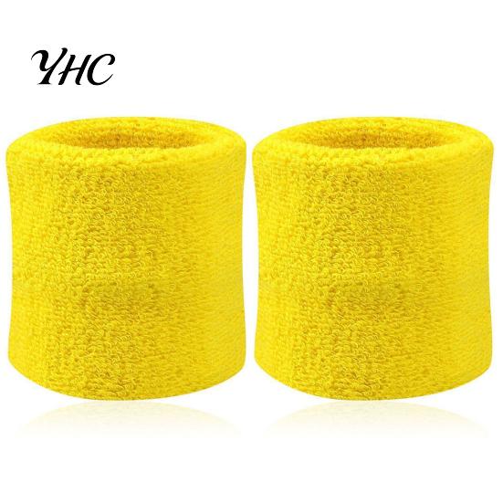 Sports Wristband 2Pcs Solid Color Absorbent Wrist Wrap Sporting Goods Cotton Breathable Quick Dry Sweatband for Tennis Badminton Sport