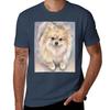 Pomeranian Watercolor Portrait Tshirt Work Wear Simple Tee Shirt