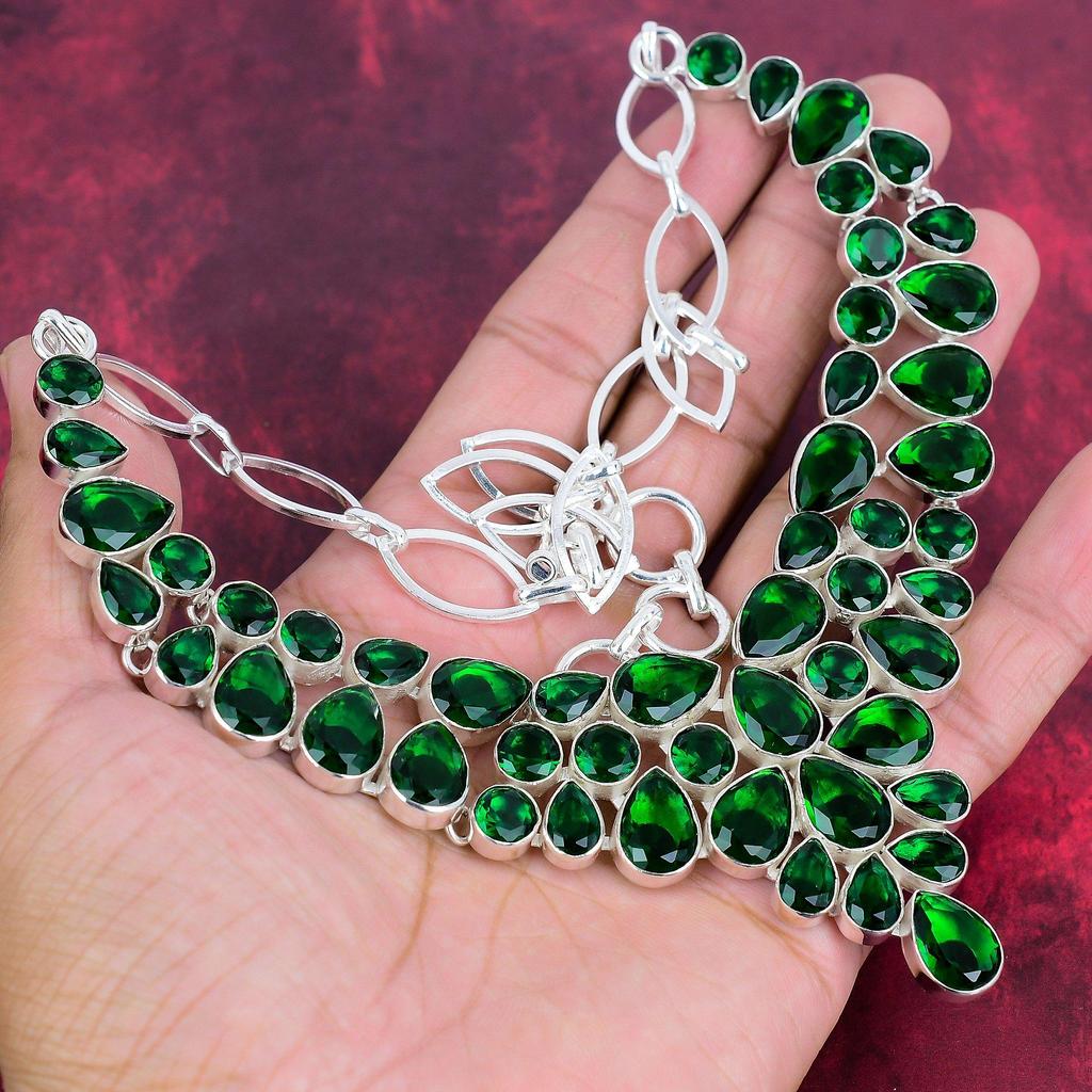 Chrome Diopside Necklace, 925 Solid Sterling Silver Gemstone Jewelry, Handmade Necklace For Thanksgiving