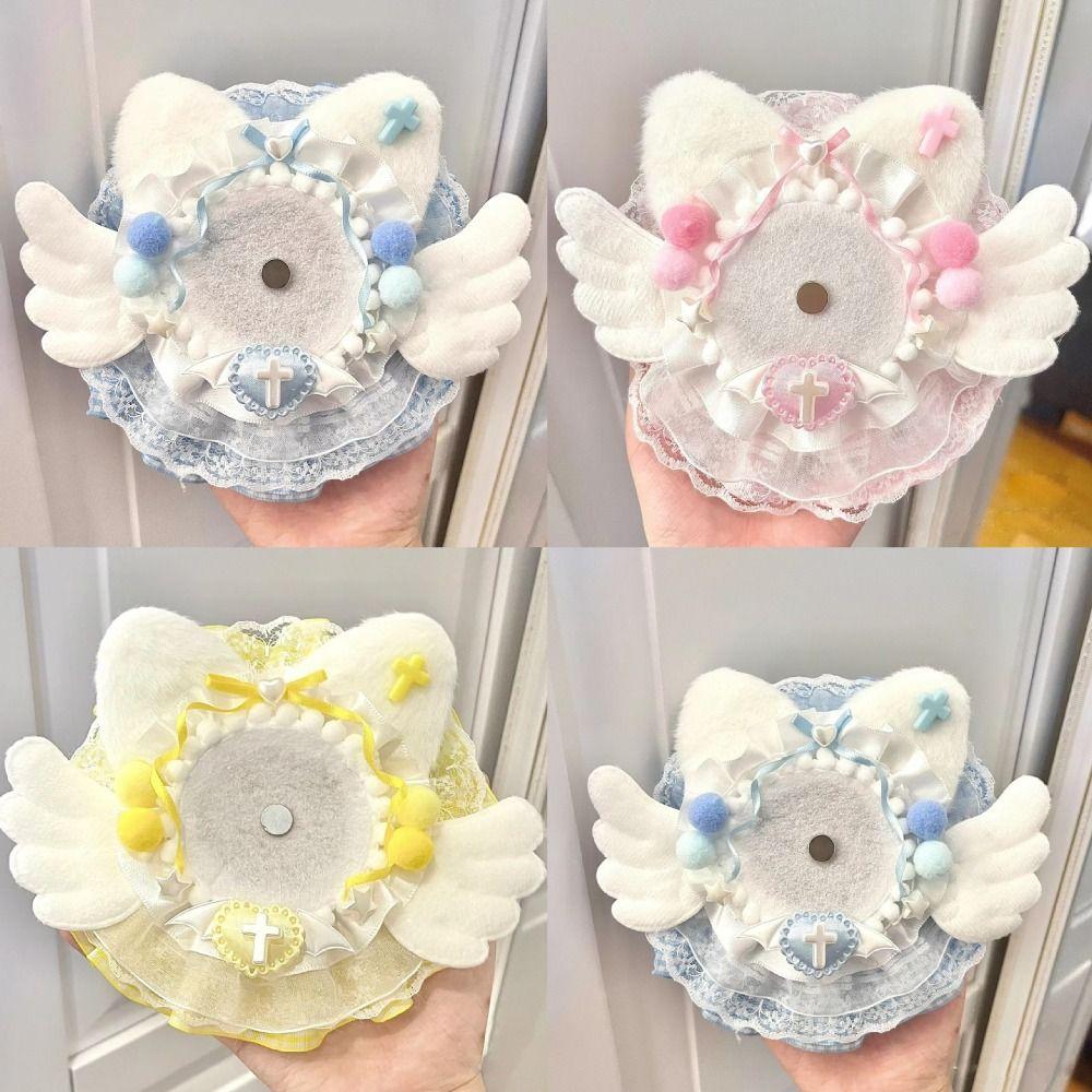 Handmade K-POP Badge Displaying Case Lace Wings Bow DIY Pain Bag Filler Badge Holder  Girls