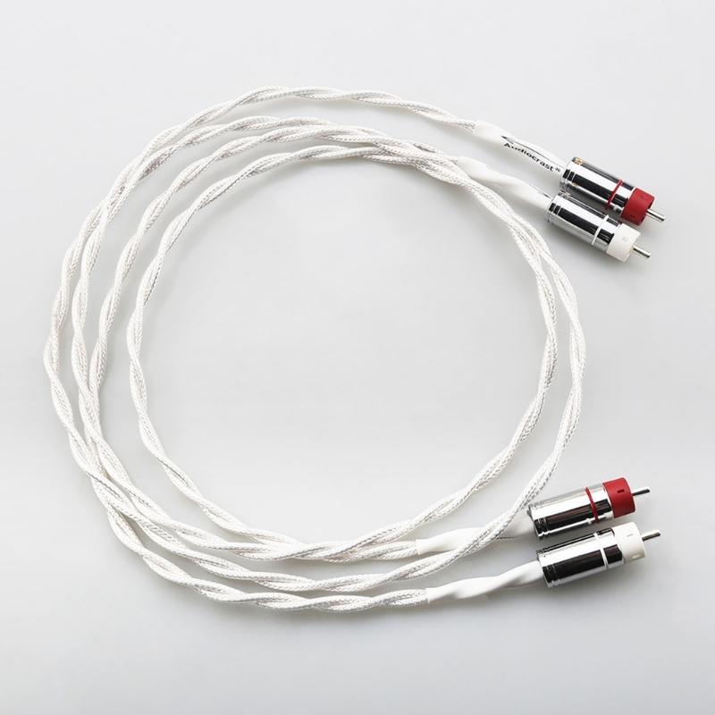 Премиальный 2-жильный кабель с серебряным покрытием 2RCA на 2RCA для чистой передачи звука в системах домашнего кинотеатра