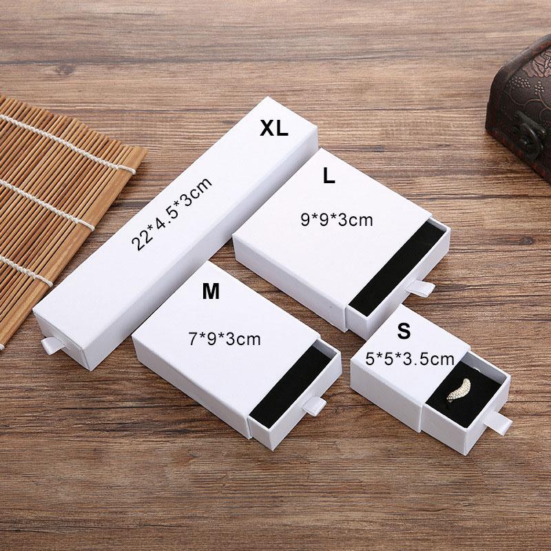 1PC Cardboard Packaging For Ring Earrings Jewelry Organizer Drawer Box Necklace Kraft Paper