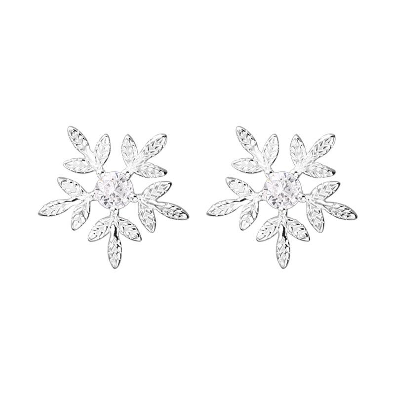 Комплект колье и серег-пусет из стерлингового серебра 925 пробы «Снежинка» - Изысканные осенне-зимние рождественские подарочные аксессуары.