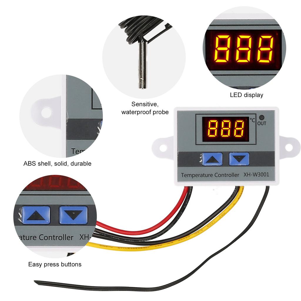 Electronic Temperature Controller LED Display Thermostat Module Temperature Temp Control Module Switch with Waterproof