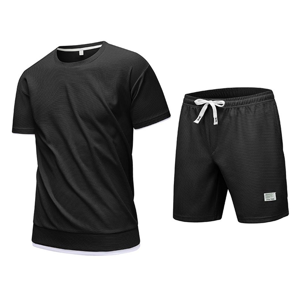 Мужской летний спортивный костюм Футболка и шорты Повседневный костюм из двух предметов с коротким рукавом