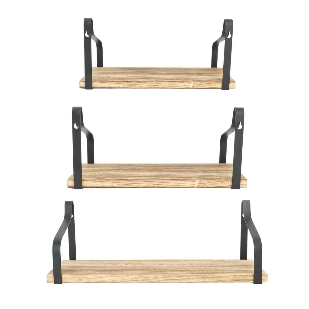 3Pcs Floating Shelf Durable Wall Mounted Rustic Wood Shelves Floating Exquisite Wall Shelves for Home Shop Office