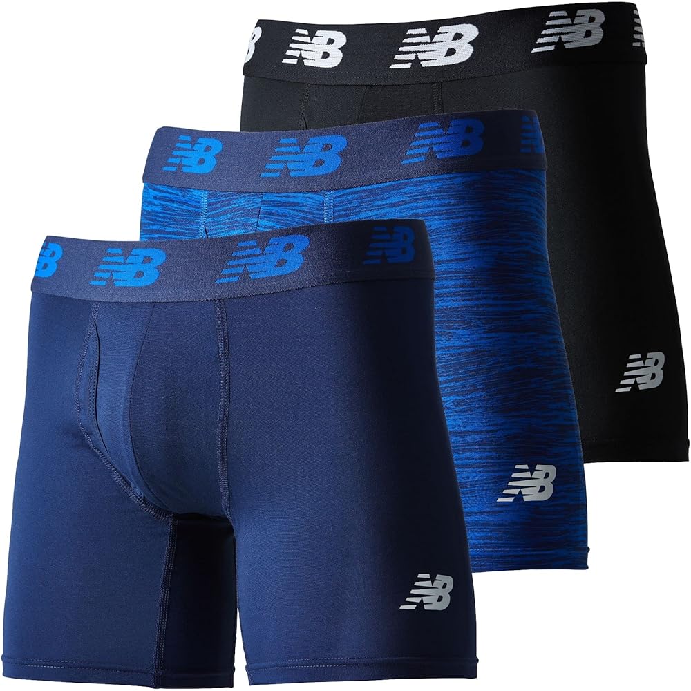 New Balance Premium Boxer Briefs 6 Inch Front Opening Quick Dry 3 Pack