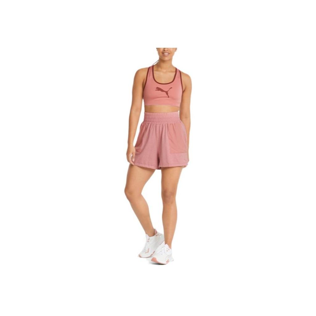 Puma Однотонные шорты с принтом логотипа бренда, эластичные, спортивные, фитнес, повседневные, женские, розовые 521627-24