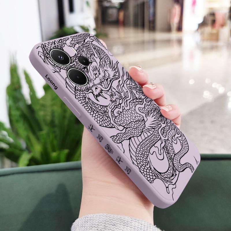Чехол для телефона 'Дракон Тени' для Xiaomi Redmi Note 14 13 12 12S 11 11S 10 10S 9 9S 15 14C Pro Plus 4G 5G Жидкий силиконовый чехол