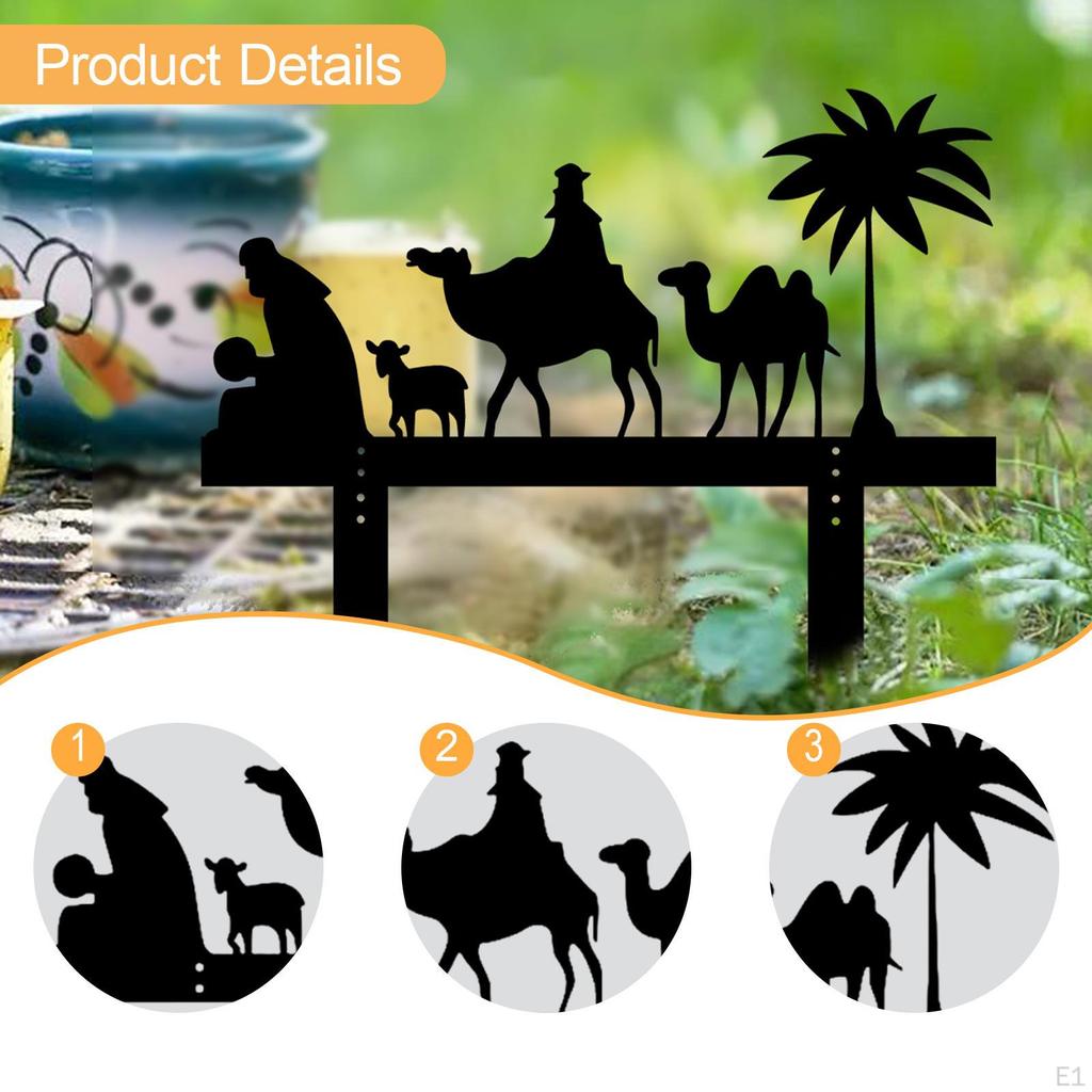Nativity Scene Silhouette Yard Sign Decor Garden for Walkway