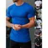 Большого размера матовая однотонная мужская летняя спортивная фитнес-повседневная эластичная футболка с круглым вырезом и короткими рукавами для мужчин