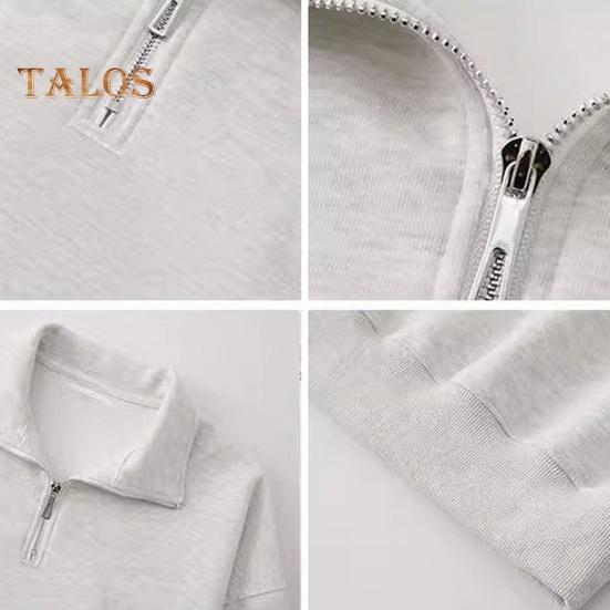 Мужская толстовка с лацканами, повседневный свитер с длинным рукавом и воротником-молнией, свободный крой, однотонный топ для уличной спортивной повседневной носки