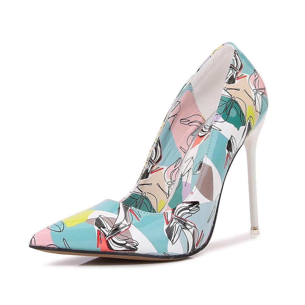 Новые Сексуальные Туфли на Высоком Каблуке Женские Тонкие Каблуки Острый Носок Большой Размер Универсальный Цвет Клетка Ночной Клуб Женская Обувь WZ