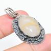 Golden Rutile Handmade 925 Sterling Silver Jewelry Pendant 1.73" L6Q40