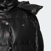adidas Пуховик Originals Clover FW22 с вышивкой логотипа бренда и однотонным однобортным дизайном с капюшоном Женская верхняя одежда черного цвета HS9526