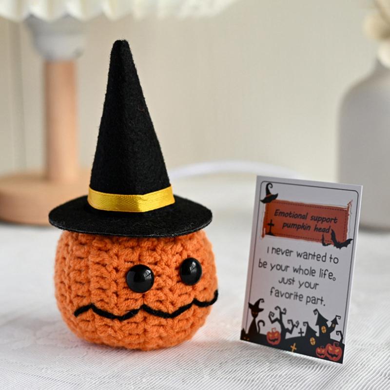 Crochet Pumpkin Ornament Halloween Decoration 2025 Office Desk Accessorie Room Desktop Decor Funny Crochet Crafts
