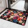 Коврик для ванной Yousheng Roses, супервпитывающий, из диатомита, нескользящий, для двери, с цветочным рисунком, для кухни, прихожей, душа, ванны