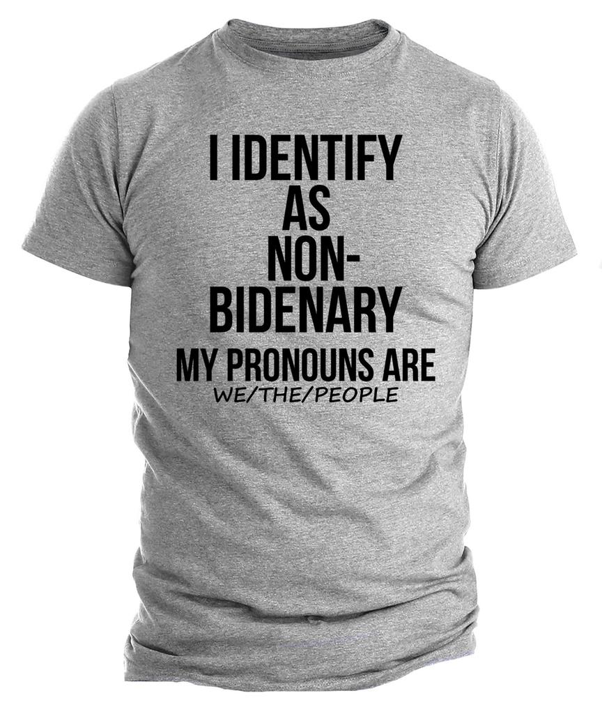 I Identify As Non Bidenary Joe Biden Funny Political Shirt Trump 2024 USA Flag