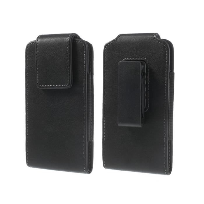 HOUSSE CLIP CEINTURE ROTATIF 360 ÉTUI EN PU SOUPLE AVEC FERMETURE MAGNÉTIQUE POUR => TESLA SMARTPHONE 6 > NOIR