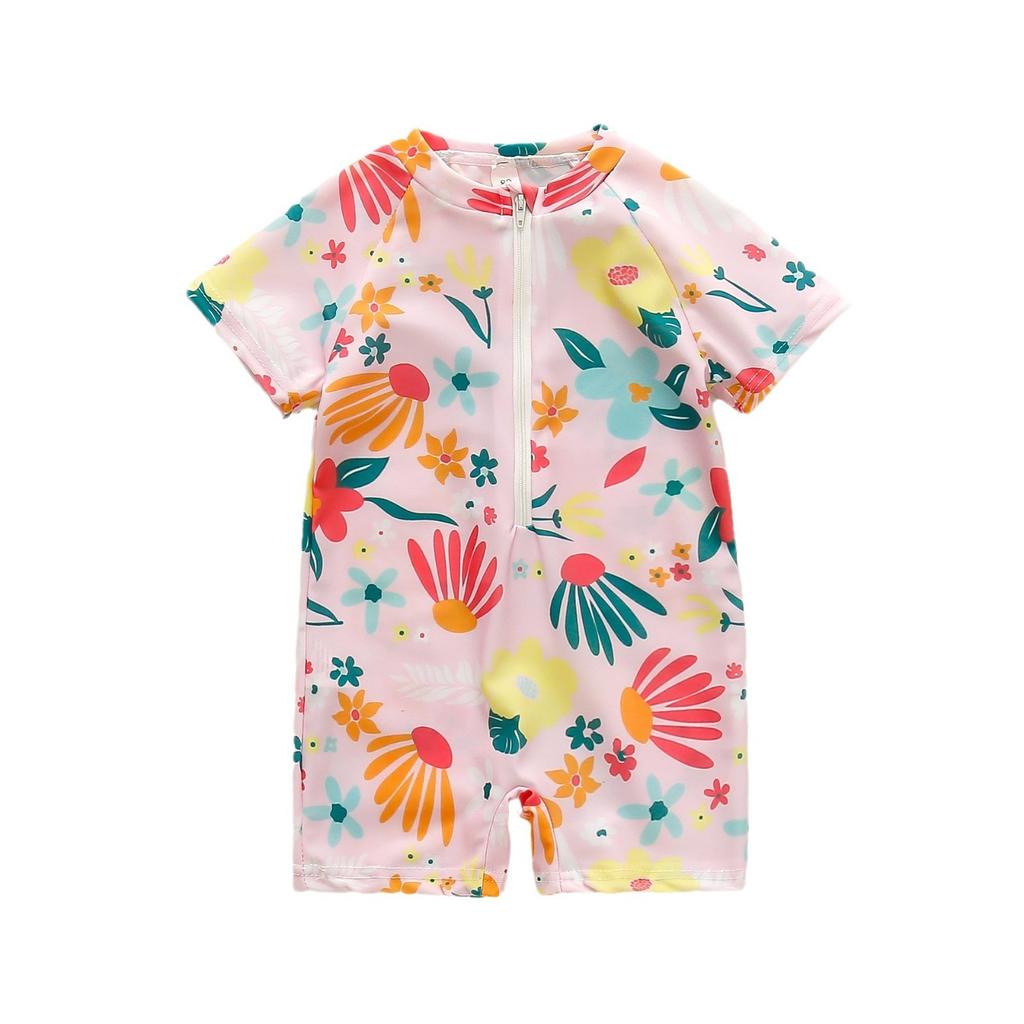 Children's Color-blocked Hollow One-piece Swimsuit