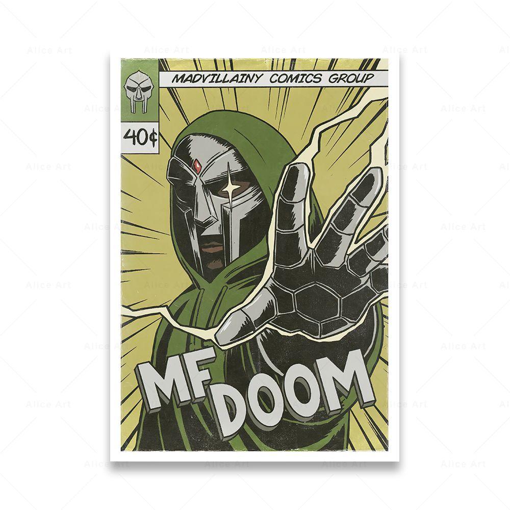 Певица Madvillain MF Doom плакаты Декор комнаты Хип-Хоп Рэп Музыкальный Альбом Звезда Настенная Картина на Холсте Для Гостиной Домашний Декор