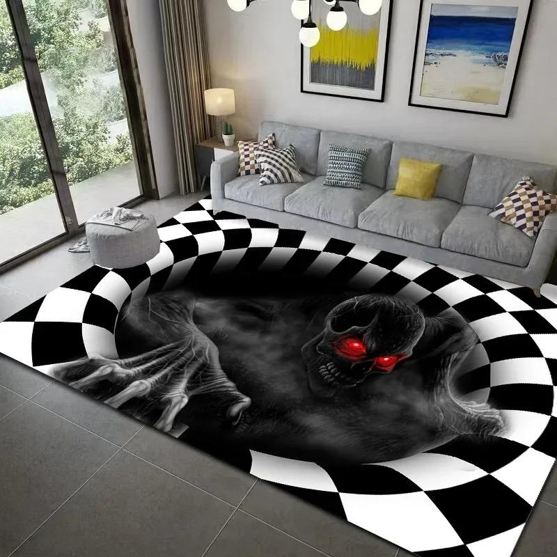 Teenager 3D Effect Vortex Illusion Carpet Entrance Living Room Bedroom Rug Geometric Optical Doormat Illusion Home Decor Mat