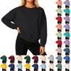 Women's Loose Comfortable Casual And Fashionable Round Neck Threaded Sleeves Solid Color Long Sleeved Sweatshirt