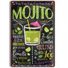 Vintage Cocktail Recipe Metal Tin Signs Set  Pina Colada Sangria Margarita Aperol Spritz Zombie Screw Driver Drinks Wall Decor