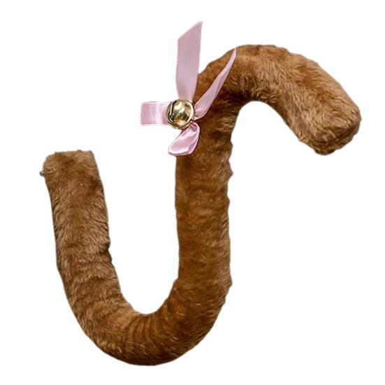 Плюшевая длинная лента с кошачьим хвостом и бантом-колокольчиком для женщин и девочек, вечерние аксессуары для косплея, мягкий скелет, гибкая форма, имитация хвоста для платья, юбки, леггинсы