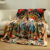 An eagle, ship, roses, compass, and skeleton framed by ornate golden swirls. for all seasons blanket lunch break throw gift