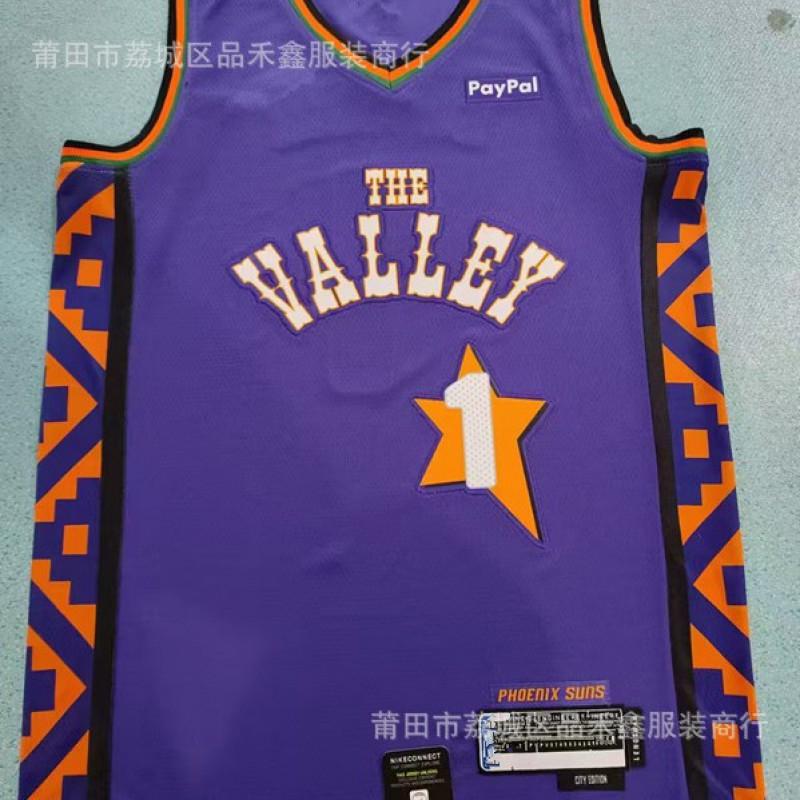 Phoenix Suns Basketball Jersey Book 1 Durant 35 City Edition Purple Cotton Sportswear Men Women